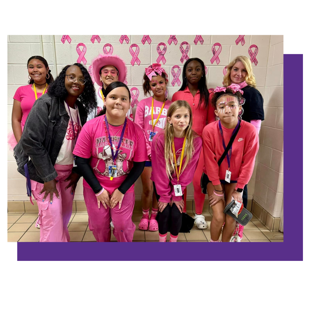 Students and staff wear all pink for PINK OUT.