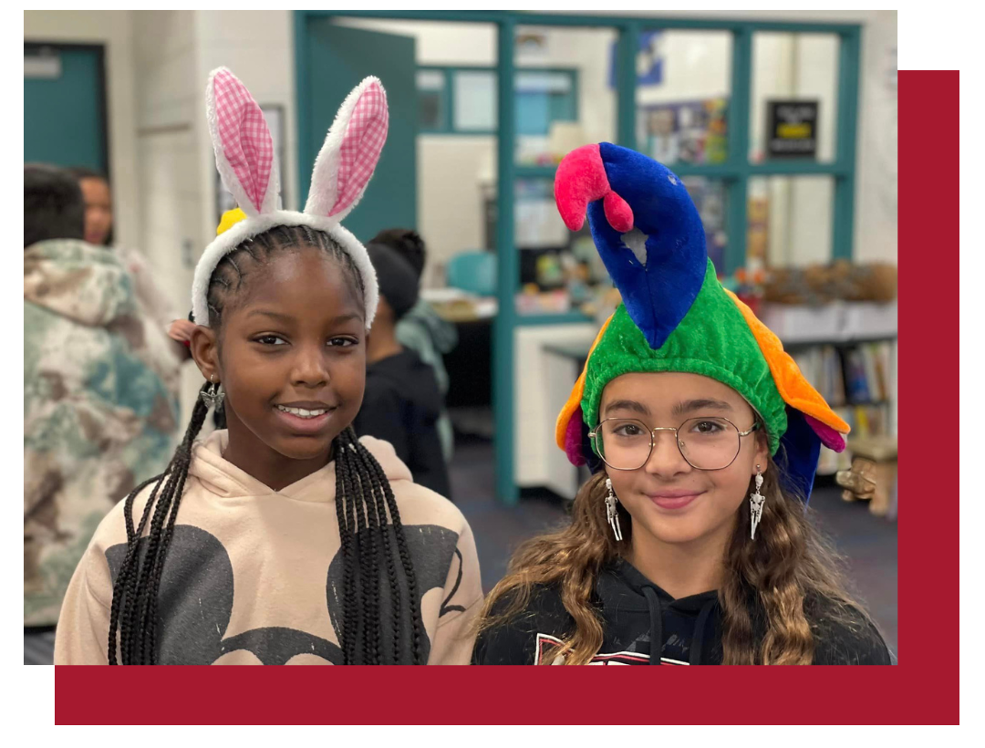 Deerfield students wear hats for crazy hat day.